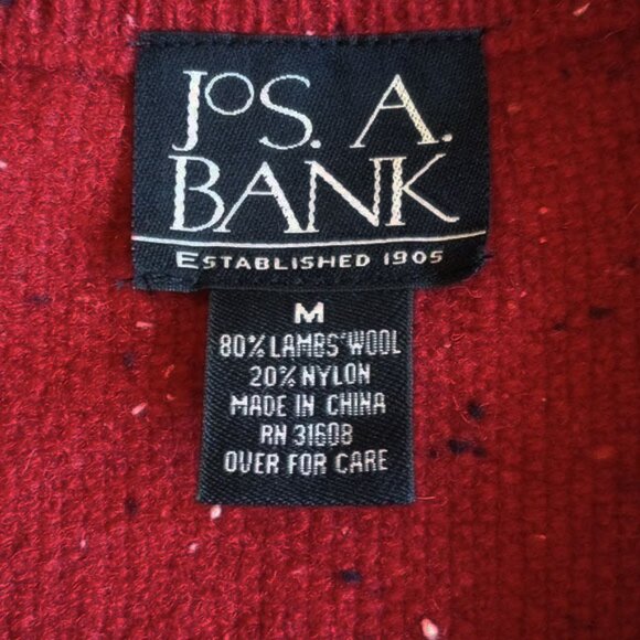 Jos A Banks 80% Lambs Wool Quarter-Zip Textured Sweater M Speckled Brick Red - Picture 3 of 6